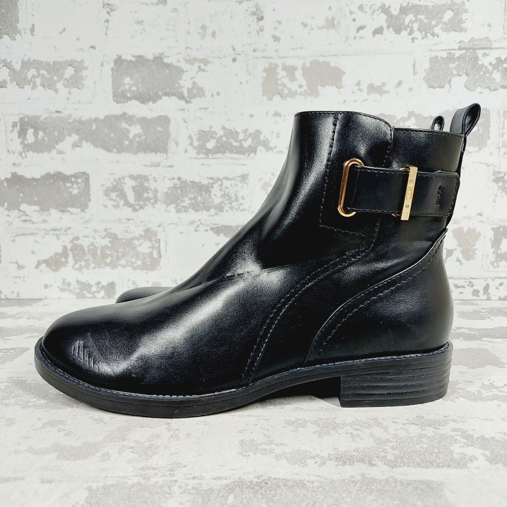 NEW Tommy Hilfiger Rezin 2 Womens Black Faux Leather Ankle Boots i727